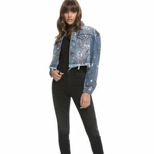 PRPS print splatter cropped Jean jacket M